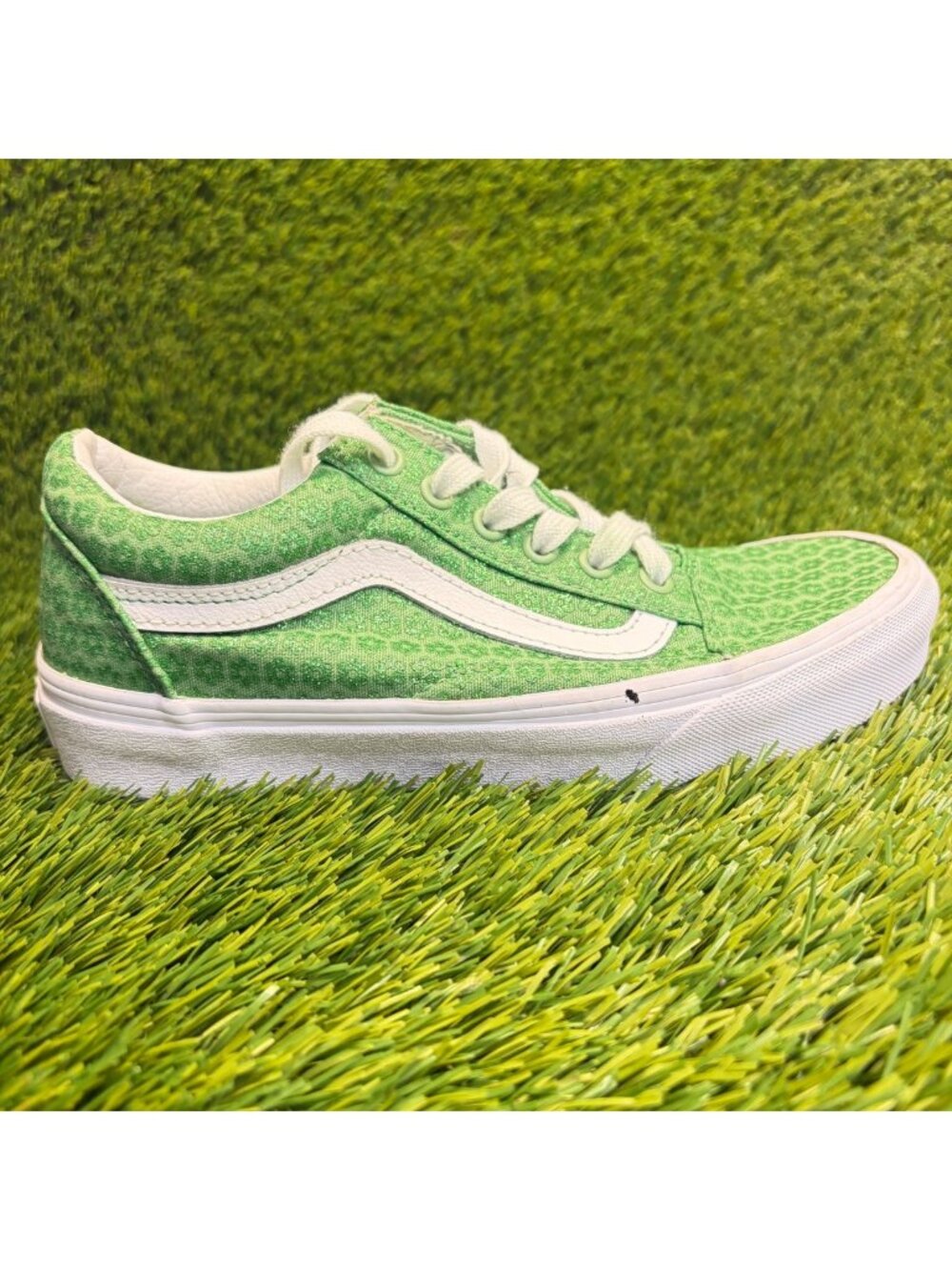 Vans Old Skool Micro Daisy Womens Size 6.5 Green White Athletic Shoes Sneakers